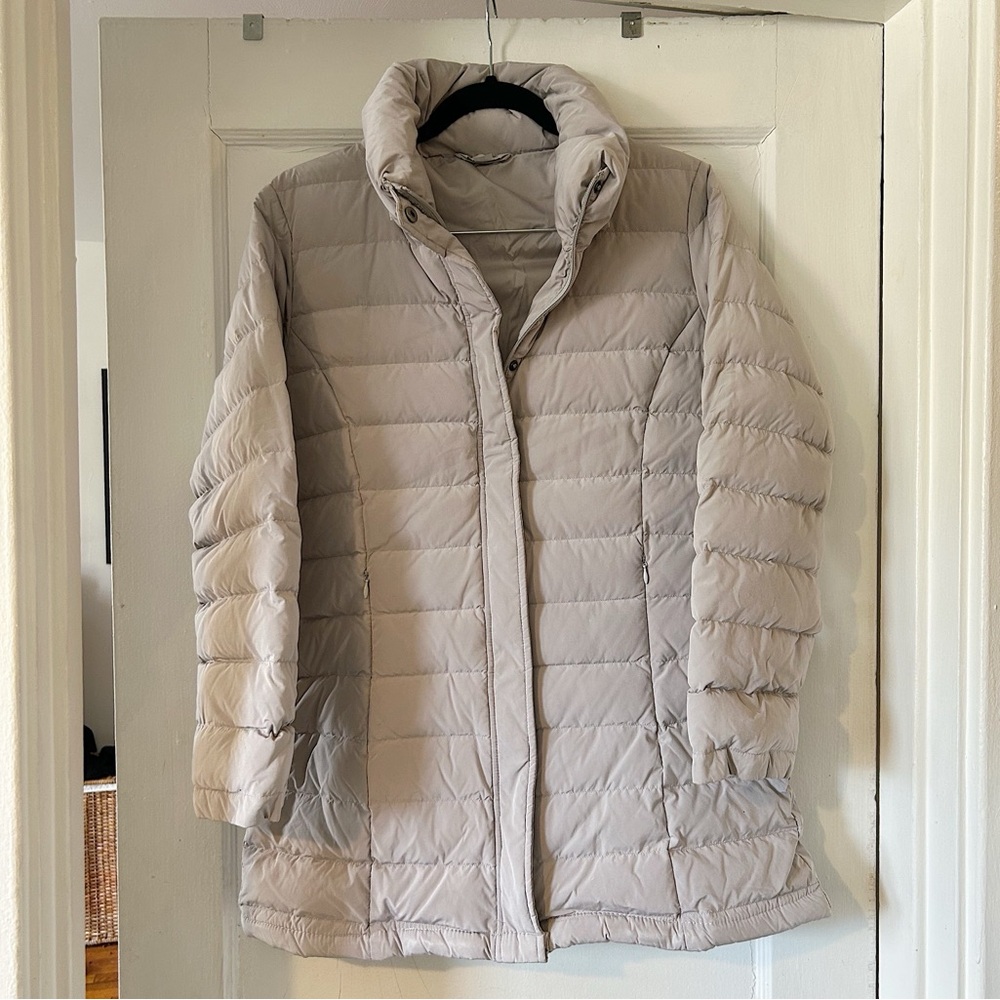 Garnet Hill Light Grey Puffer Coat With Hood